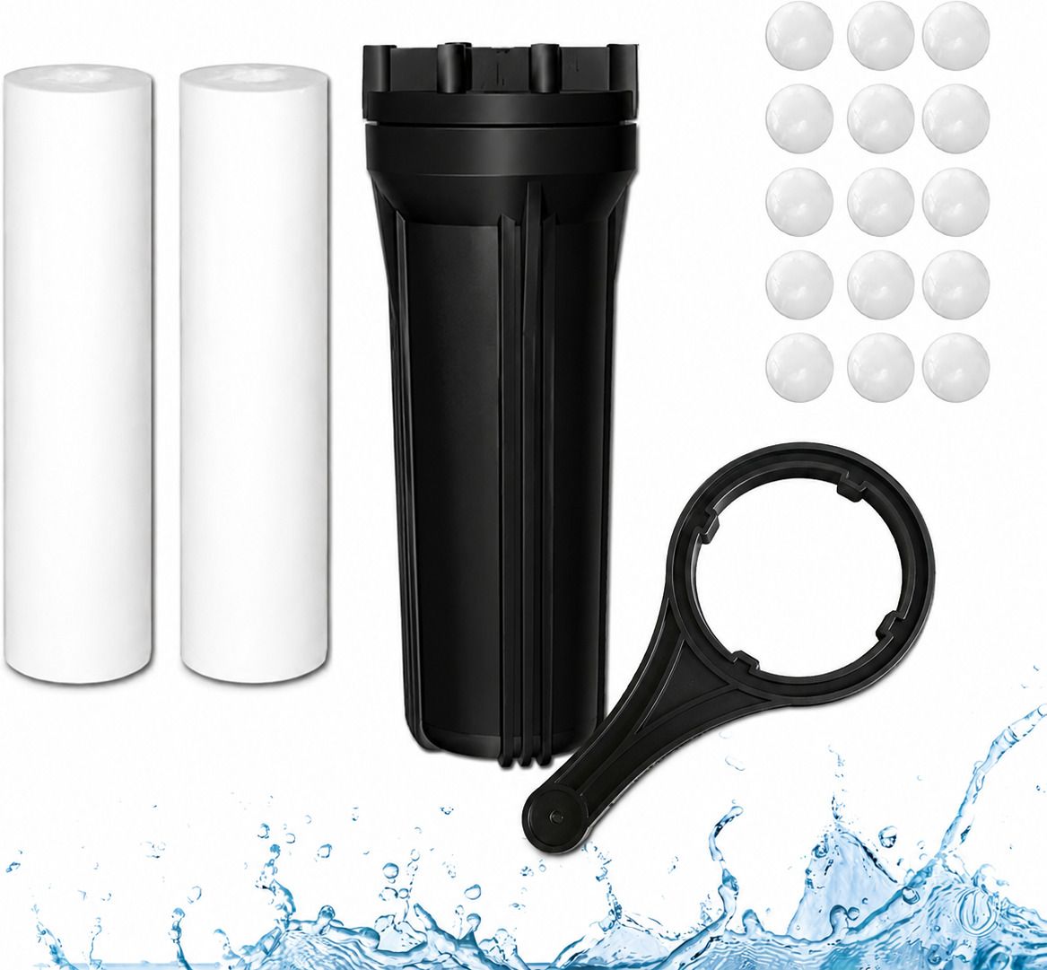 shivam enterprise Water Filter Housing Kit with 2 PP Spun Filters, Antiscalant Balls & Wrench Solid Filter Cartridge-picture-21