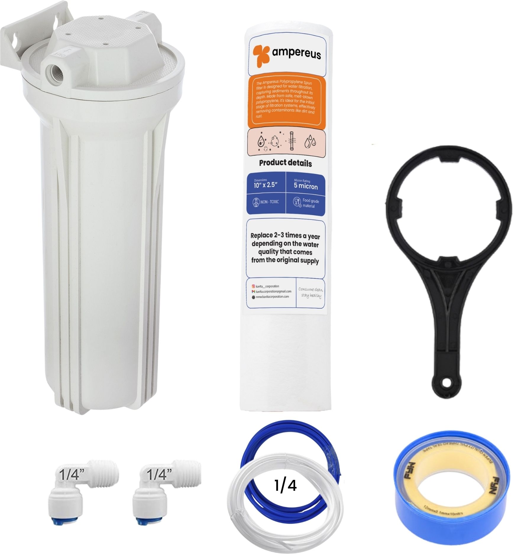 Pre filter 1/4 with 1 PP Spun Solid Wire Connector-image-3