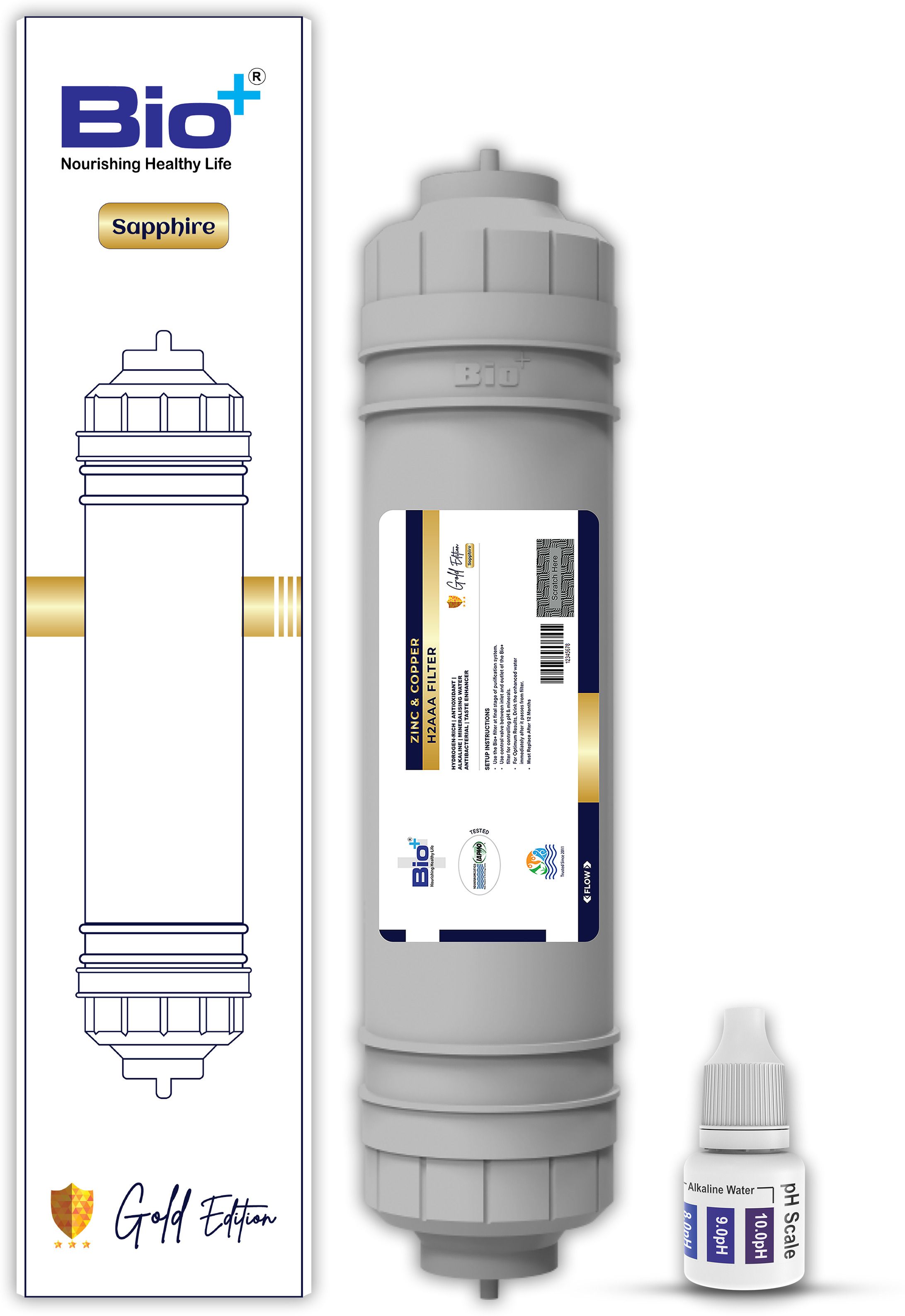 bioplus 8" Alkaline Water Purifier Filter | 7-in-1 H2AAA Zinc & Copper Water Filter Media Filter Cartridge-picture-31