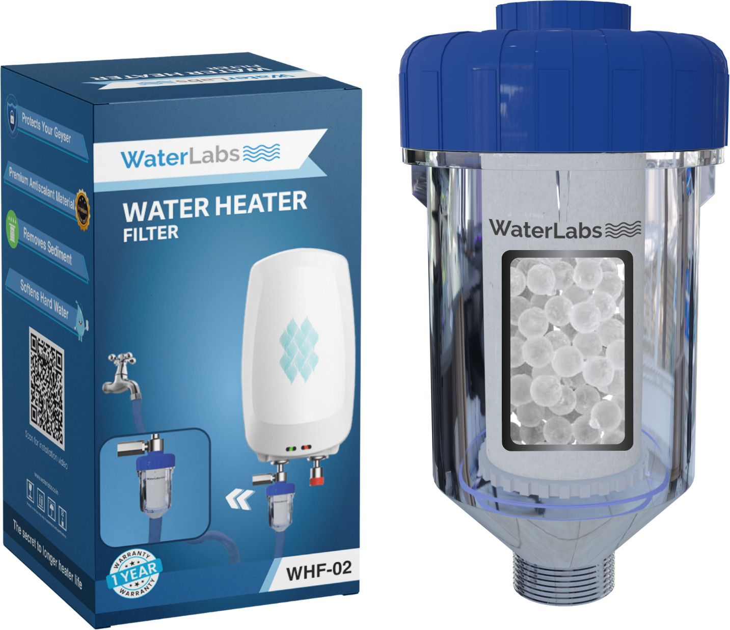 waterlabs WHF-02 Geyser Filter for Hard Water & Sediments | Stops Limescale, Rust Build-Up Solid Filter Cartridge-picture-22
