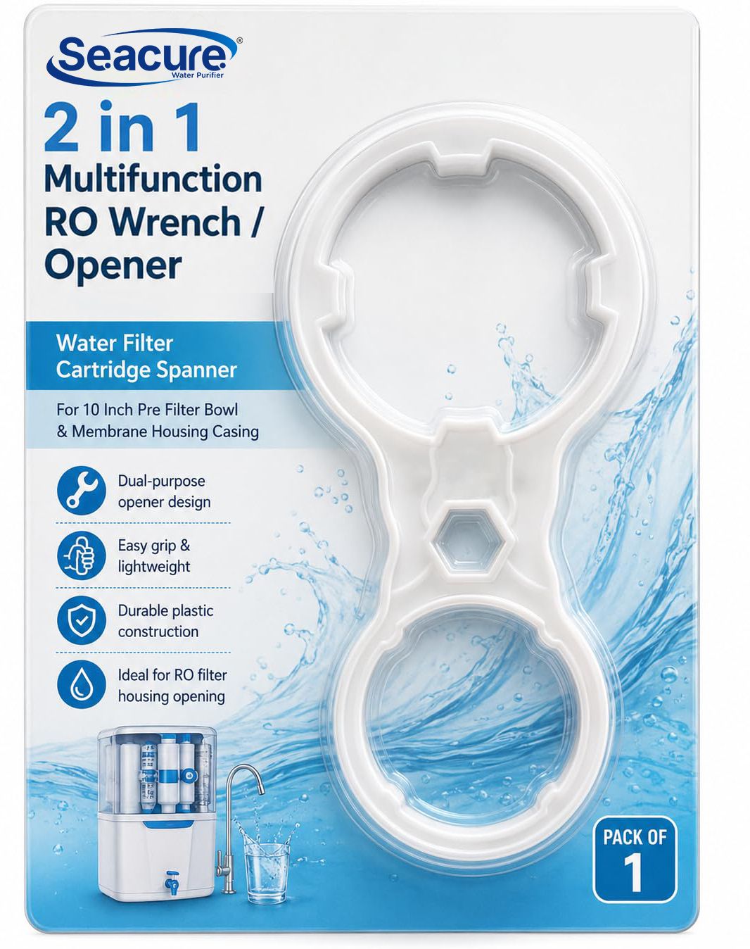 seacure 2 in 1 Multifunction RO Wrench/Opener Spanner Solid Filter Cartridge-picture-10