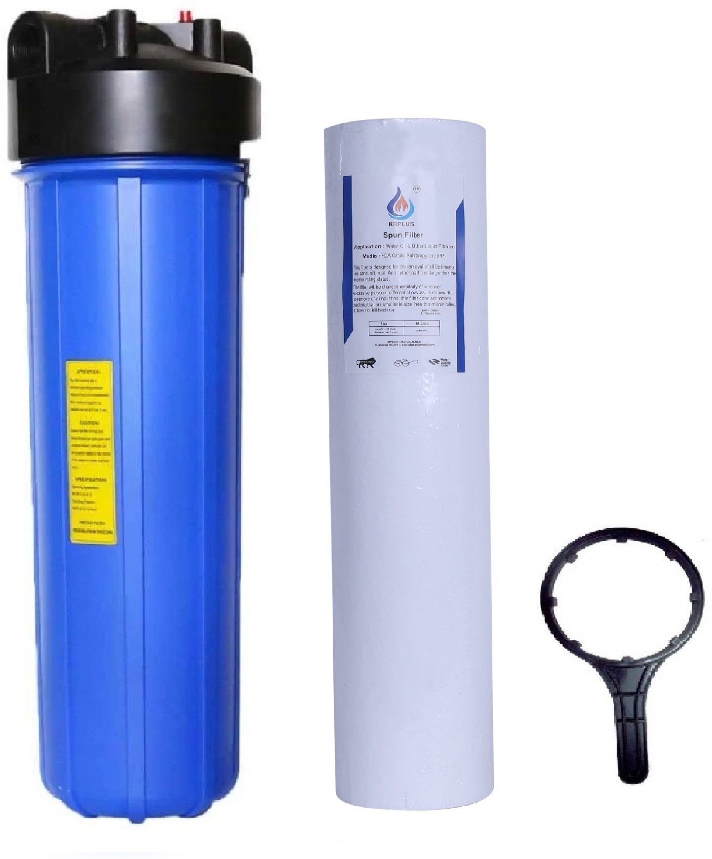 krplus Big Blue Jumbo Filter Housing With 20-Inch PP Spun Filter Candle (1-inch Inlet) Solid Filter Cartridge-picture-25