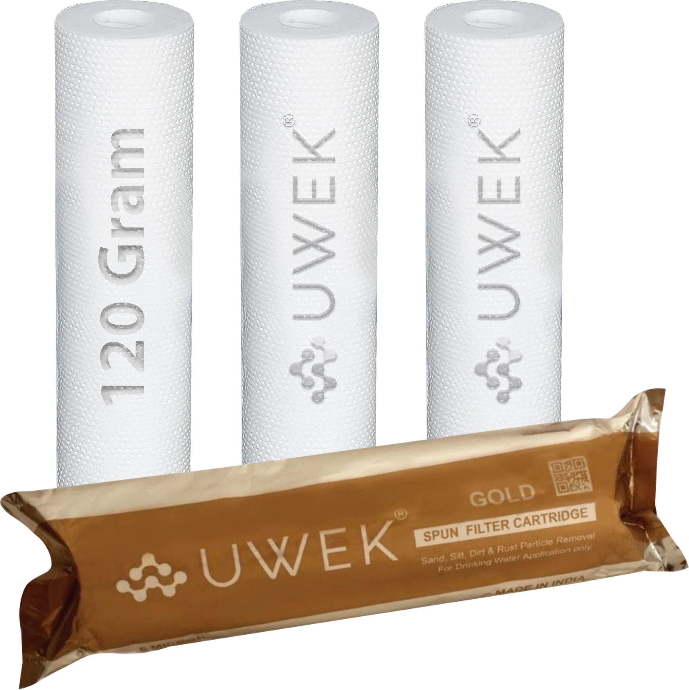 uwek GOLD PP Spun 10 Inch 120 gm, RO Water Purifier Pre filter Candle Solid Filter Cartridge-picture-48