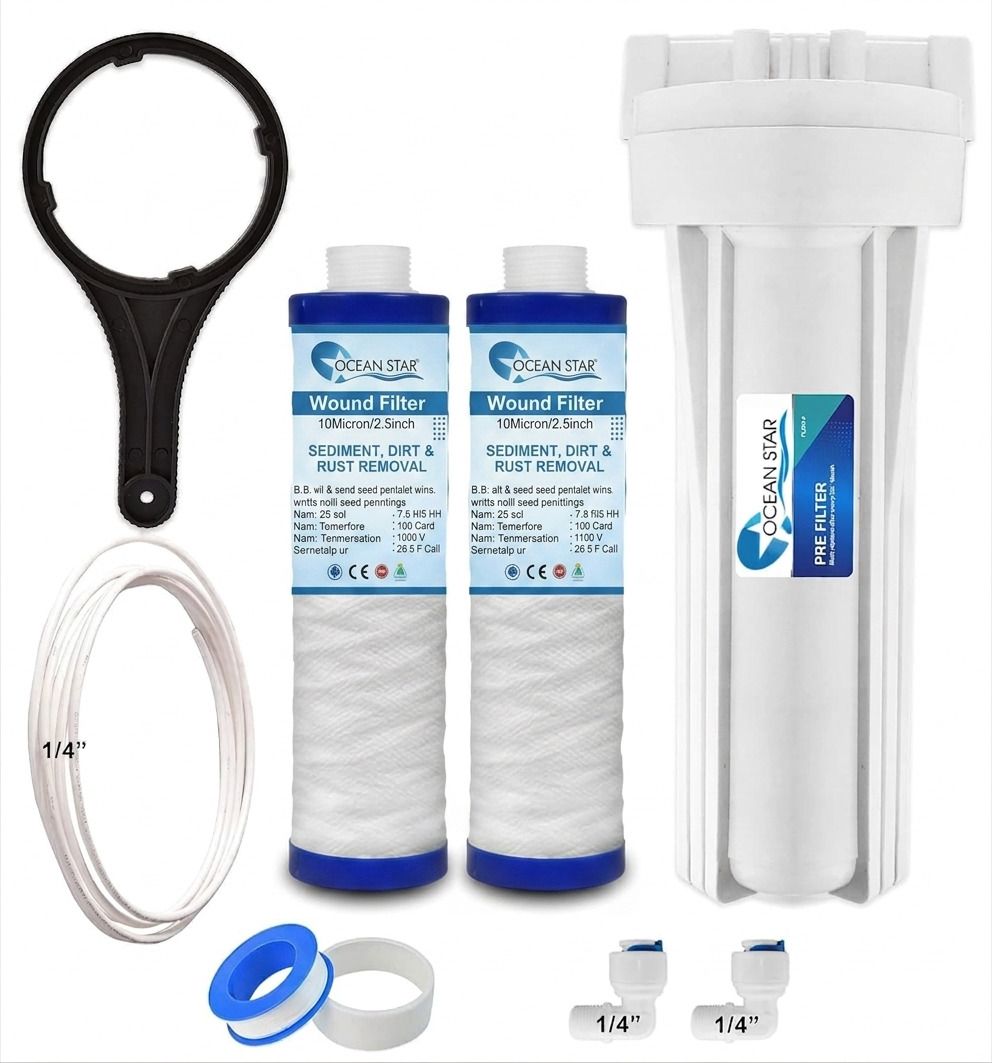 ocean star technologies by ocean star technologies Pre Filter Housing Kit for RO Water Purifier with 2 MLT Spun Filter Solid Filter Cartridge-picture-46