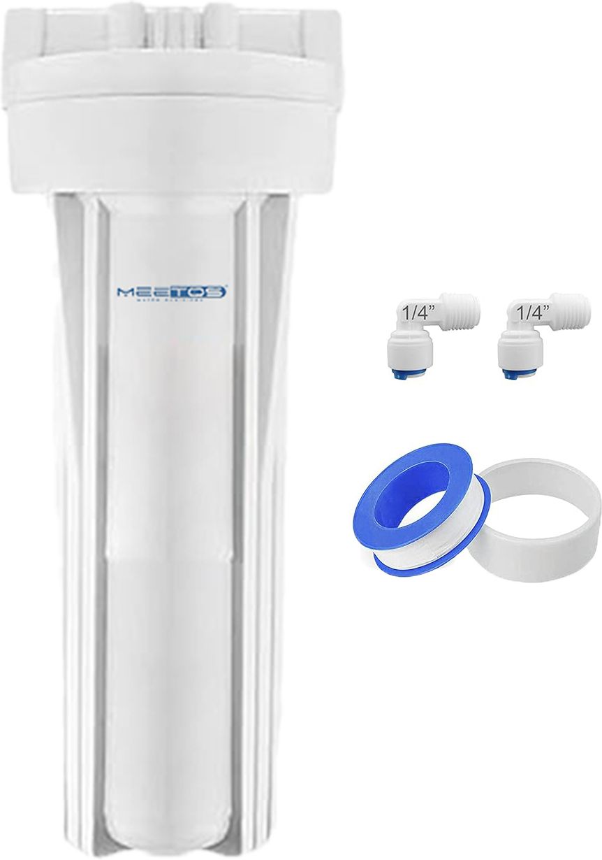 meetos 10Inch Pre Filter Housing with 1/4" Elbow Connector for All RO Water Purifier Solid Filter Cartridge-picture-10