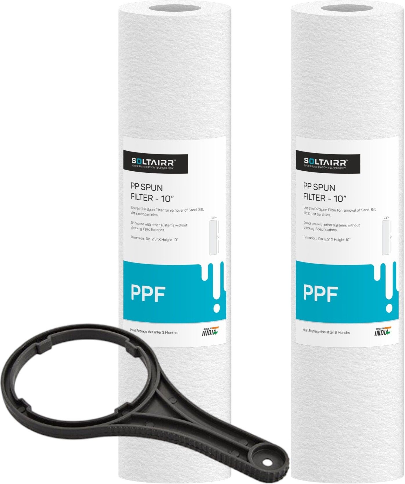 soltairr 10" Spun Filter (5 Micron), ro filter kit ( water filter ), Pack of 3 Solid Filter Cartridge-picture-30