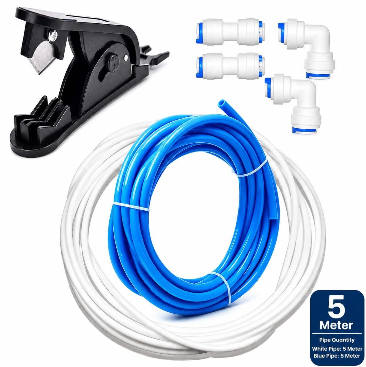 bharat water solution by bharat water solution RO Kit with Pipe Cutter, 5M White Blue Pipe, 2 Elbow & 2 Straight Connectors Solid Filter Cartridge-picture-31