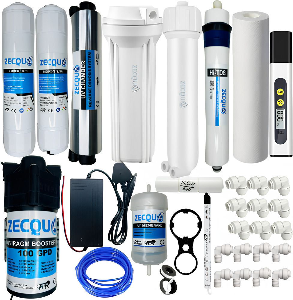 zecqua Complete Ro Purifier Filter Service kit of 100 GPD Membrane Water Solid Filter Cartridge-picture-10