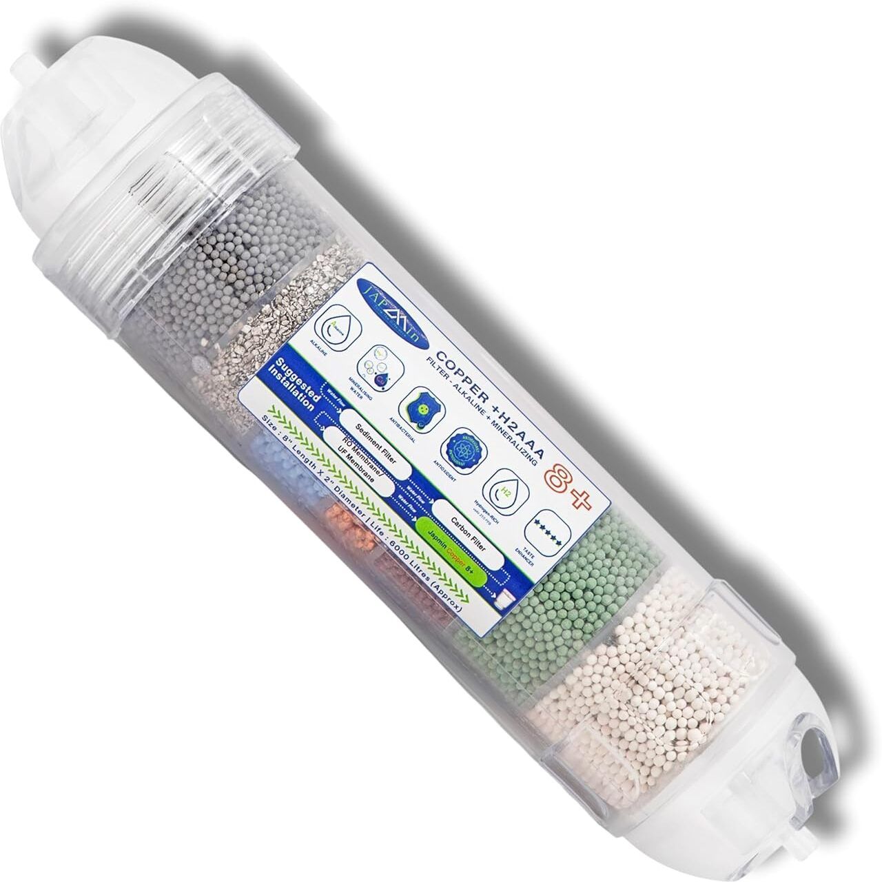 japmin H2AAA Copper 8 x 2" Alkaline Filter Media Filter Cartridge-picture-44