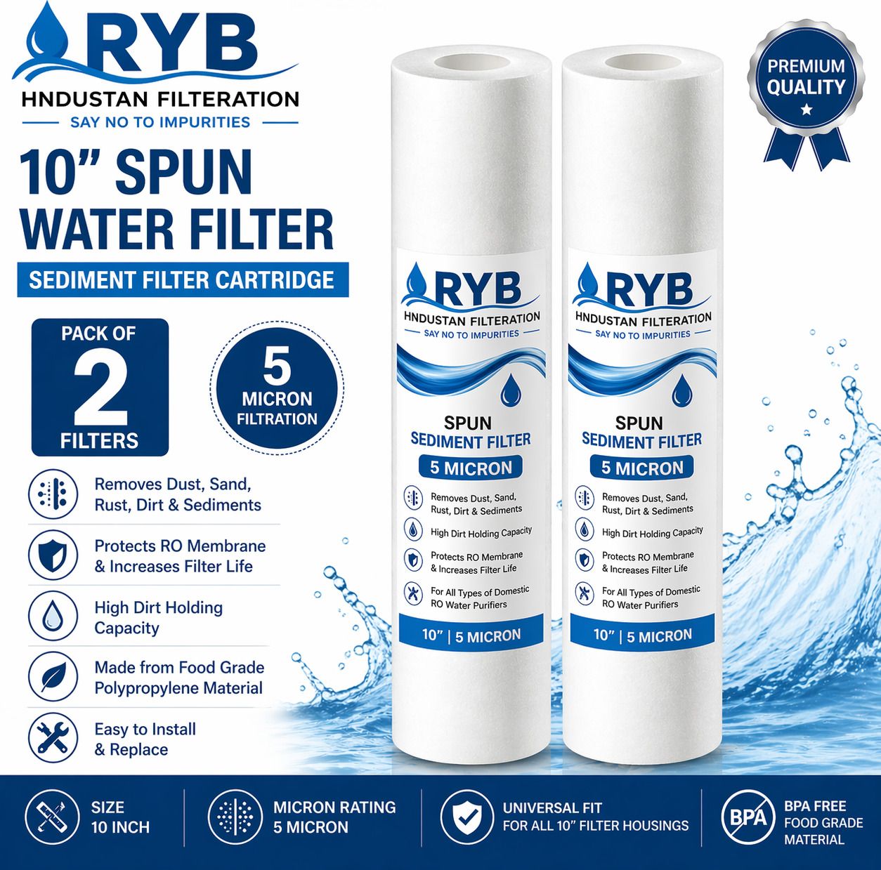 ryb hindustan filtration by ryb hindustan filtration 10" pp spun filter Solid Filter Cartridge-picture-11