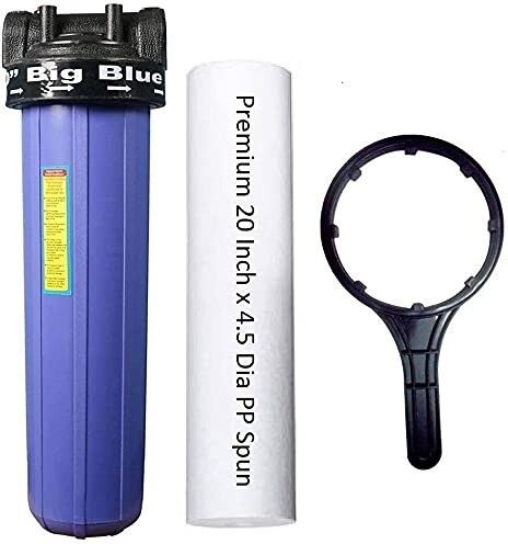20 inch jumbo pre-filter housing + jumbo spun filter 4.5" od (1 inch in/out) solid filter cartridge