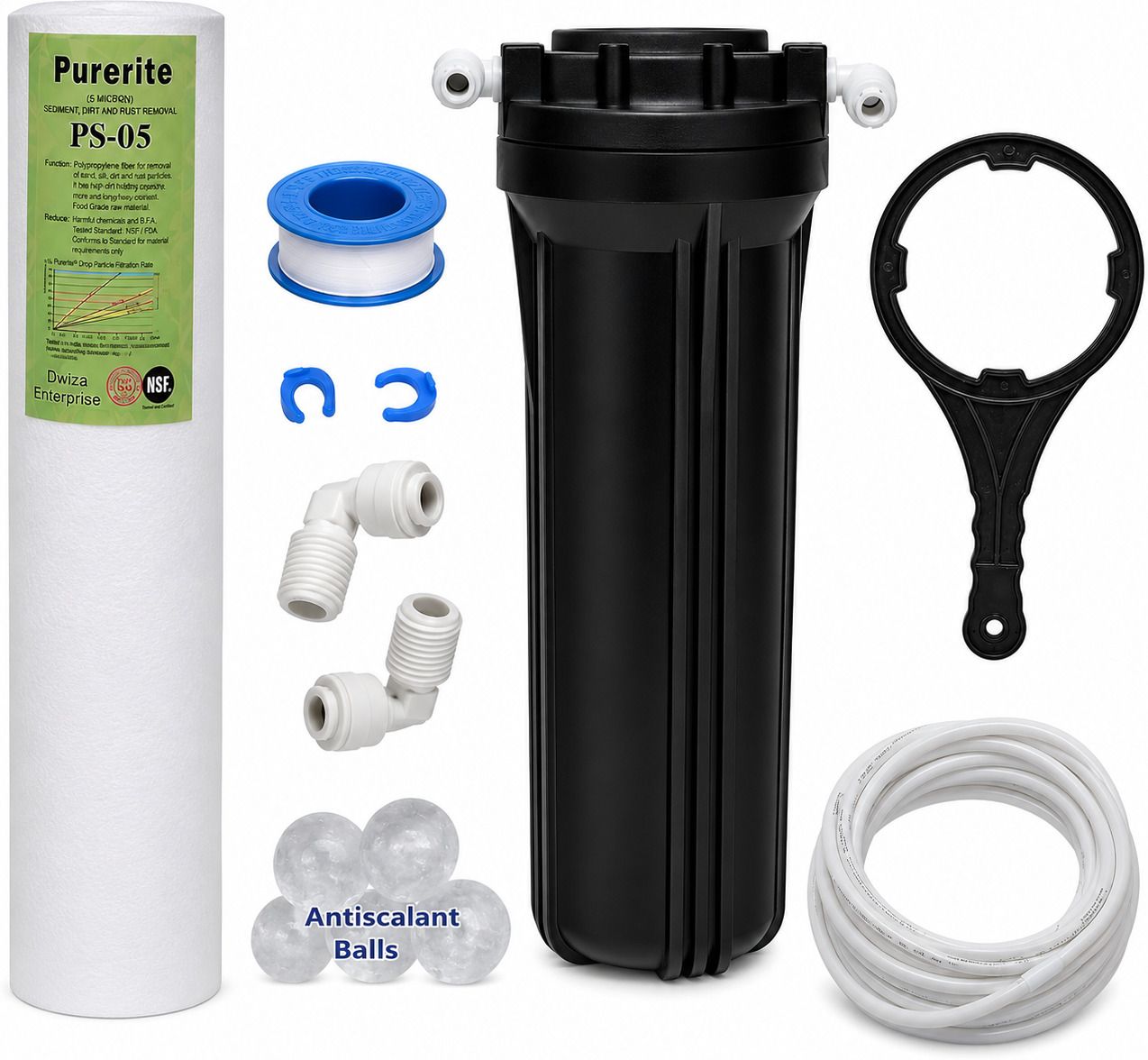 mgshop Universal 10 Inch RO Water Purifier Pre Filter Kit (Black) Solid Filter Cartridge-picture-12