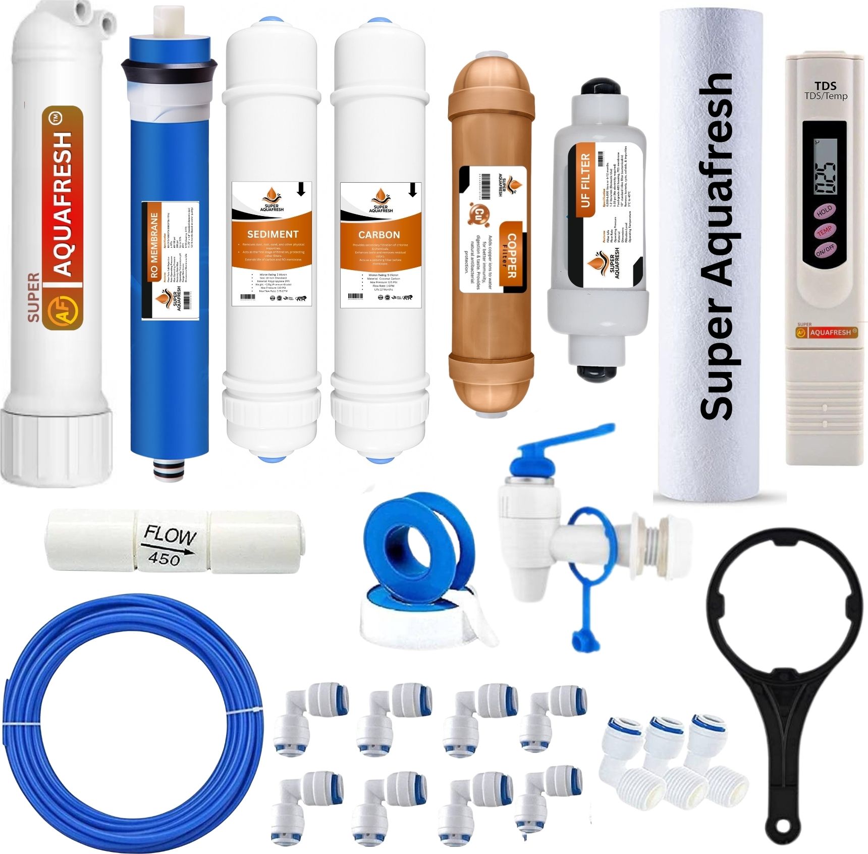 super aquafresh by super aquafresh Replacement RO MEMBRANE SERVICE KIT WITH ALL FILTERS RO WATER PURIFIER 2000TDS Media Filter Cartridge-picture-10