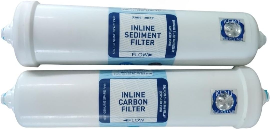 kent Inline Sediment Filter 8 inch & Inline Carbon Filter 8 inch Set (Pack Of 2) Solid Filter Cartridge-picture-24