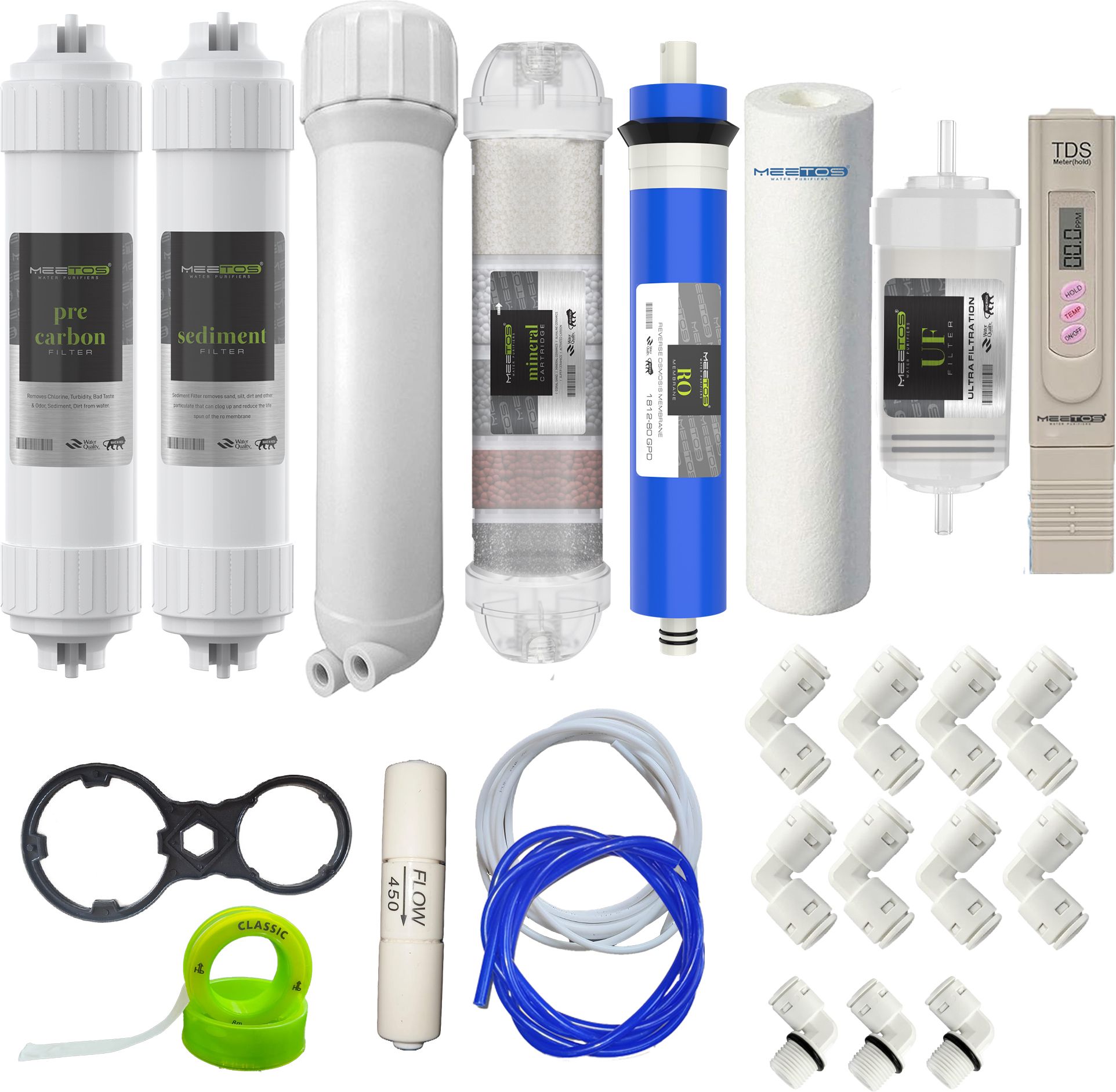 meetos Ro Purifier Filter Maintenance Kit of 80GPD Mem with Mineral with Accessories Solid Filter Cartridge-picture-32