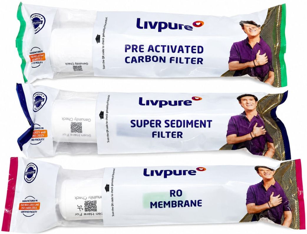 livepure Ro Membrane & Super Sediment Filter & Pre-Activated Carbon Filter (Pack Of 3) Solid Filter Cartridge-picture-14