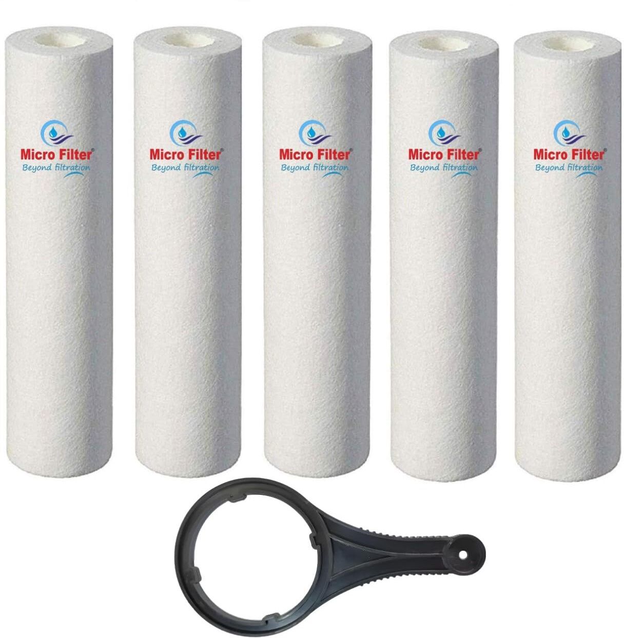 micro filter 10 Inch Spun Filter 5 Micron PP Sediment Cartridge (Pack of 5) with Spanner Solid Filter Cartridge-picture-47