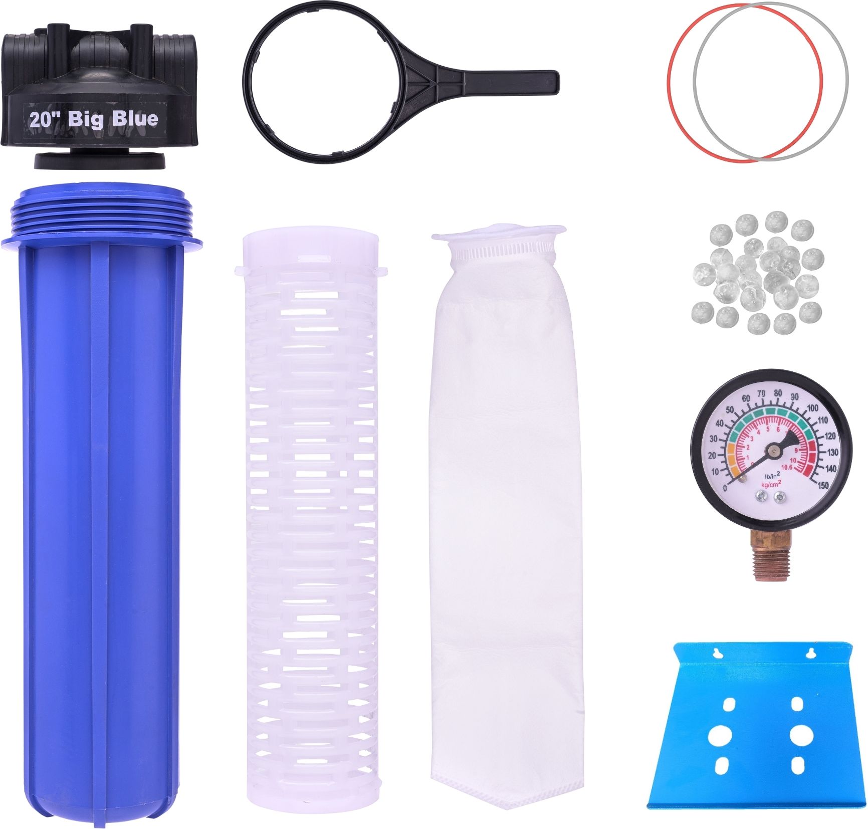 20-inch bag filter assembly for water tank with balls (1-inch inlet-outlet) solid filter cartridge