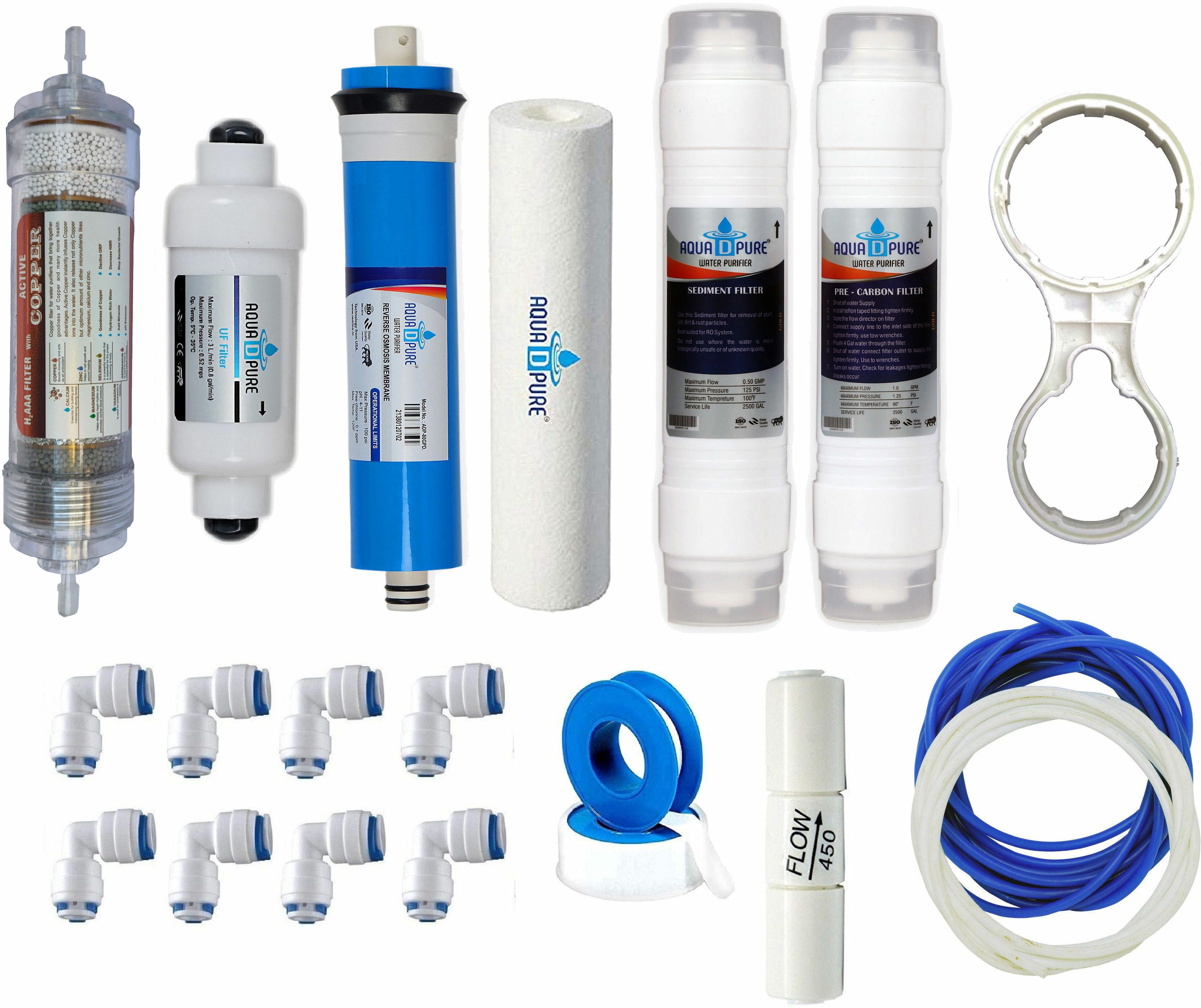 aquadpure Complete Copper Alkaline filter RO water purifier kit with water Solid Filter Cartridge-picture-12