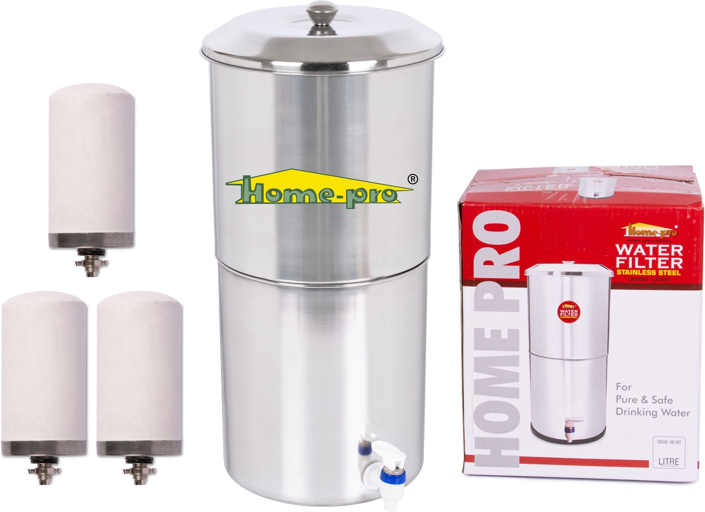 home-pro Stainless Steel Non Electric Water Filter with 3 Candle 27 L Tap Mount Water Filter-picture-20