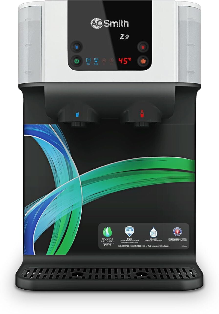 Z9 10 L RO + SCMT Water Purifier | Hot + Normal Water| Baby-Safe Water with 8 Stage Purification| One Touch Dispensing| Wall Mount + Table Top Placement| Suitable for all - Borewell, Tanker, Municipality Water
