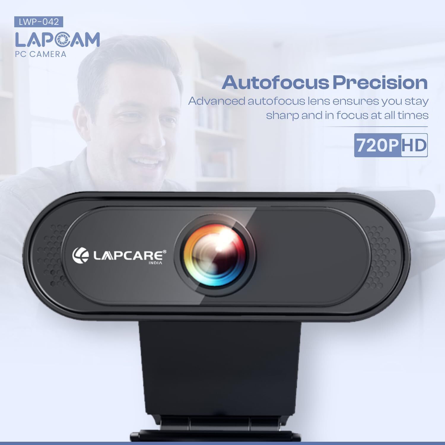 LAPCARE USB 720p HD Webcam (5 Glass Lens, LWC-042, Black) HD Webcam 720p, with Microphone, Night vision, USB Connectivity-image-42