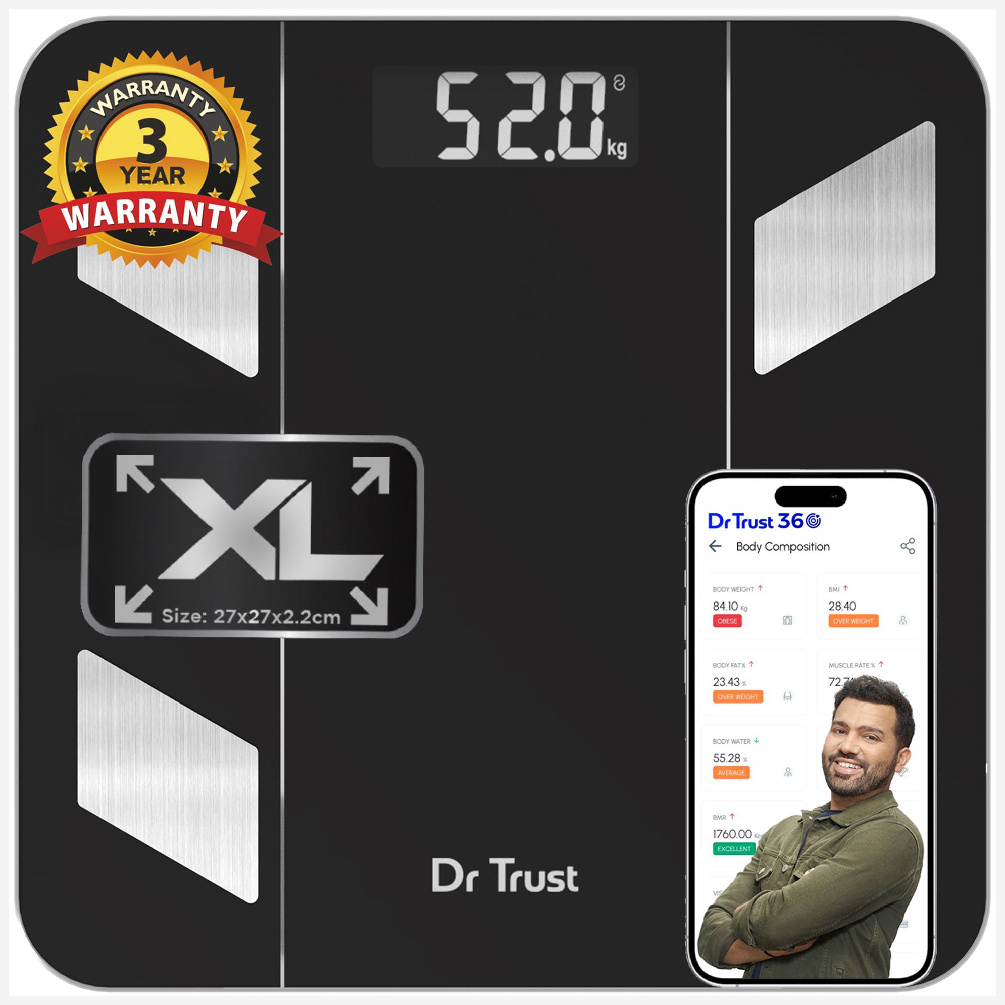 Dr Trust USA Hercules Body Fat Analyzer & Digital Body Weight BMI Machine 525 Smart Weighing Scale