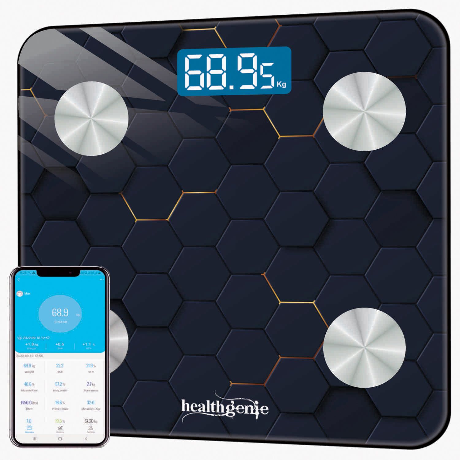 Healthgenie Smart Bluetooth Weighing Machine With 18 Body Composition Parameters, App Body Fat Analyzer