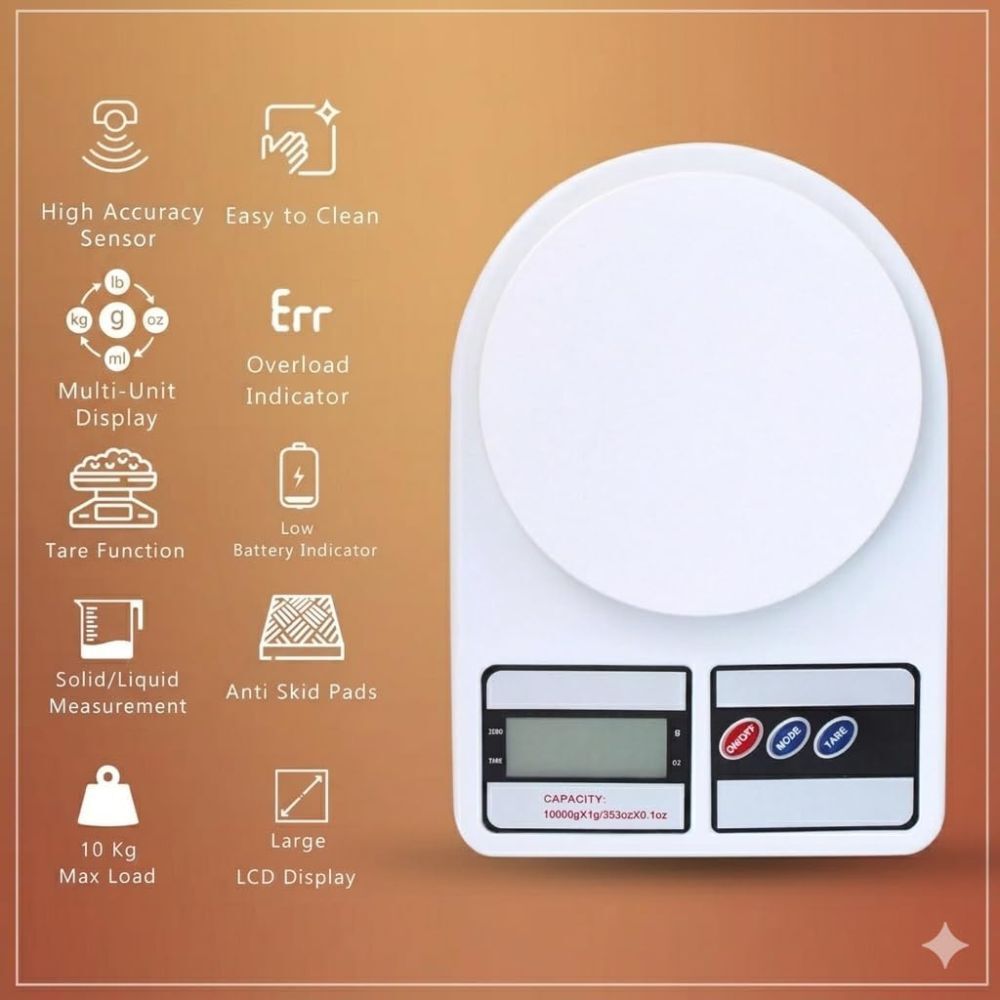 Comfortinglives Kitchen Food Weight Machine 10 Kg for Home and Bakery Applications Weighing Scale-image-19
