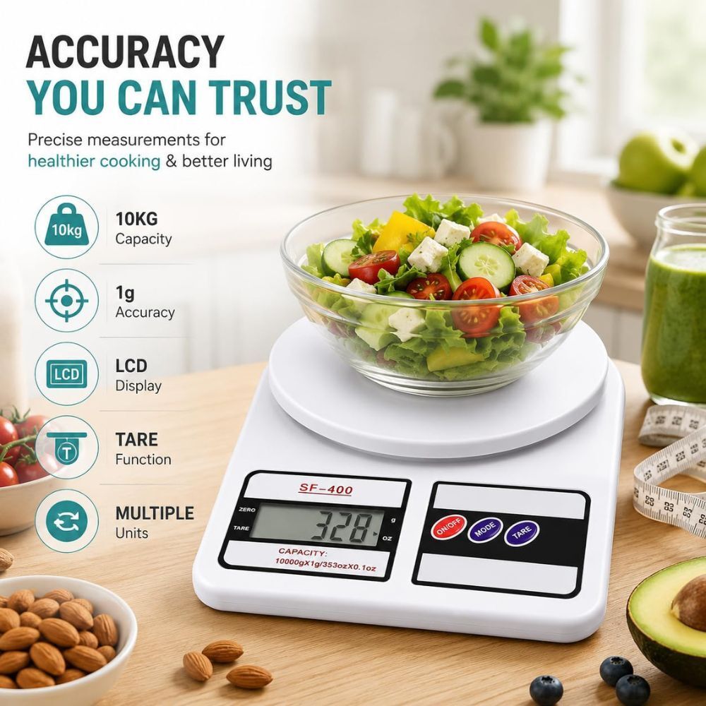 Comfortinglives Portable Digital Kitchen Scale 10 Kg Electronic Weight Measurement Machine Weighing Scale-image-36