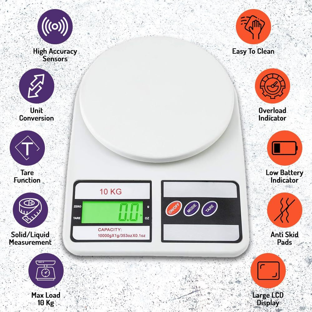 Oyrlize High‑Precision 10 kg Digital Kitchen Scale | LCD,Tare-Ideal for Baking & Cooking Weighing Scale image 1
