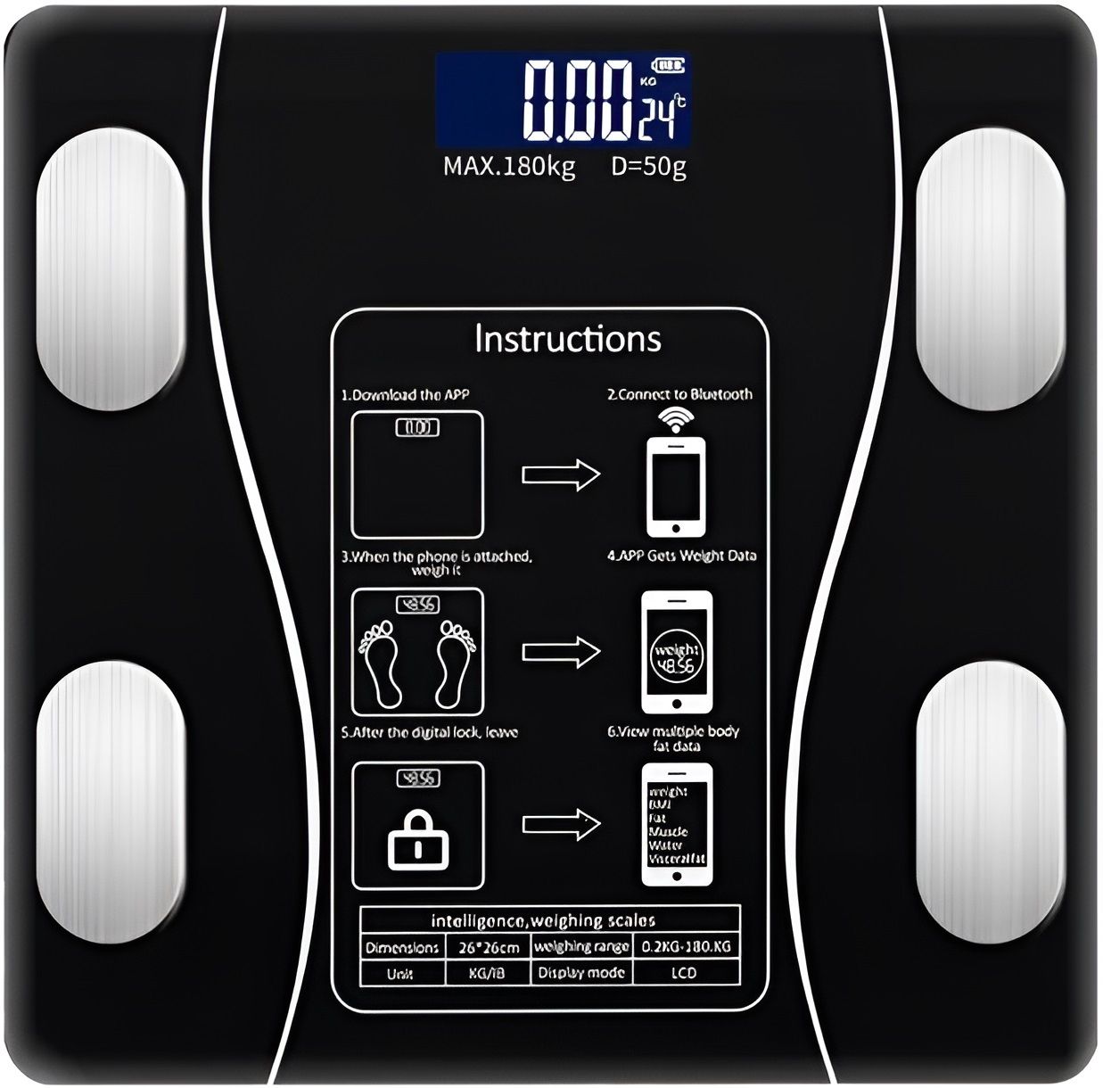 NC-PTL Smart Bluetooth Weight Machine 18 Body Composition Sync with Fitness Mobile App Weighing Scale-image-25