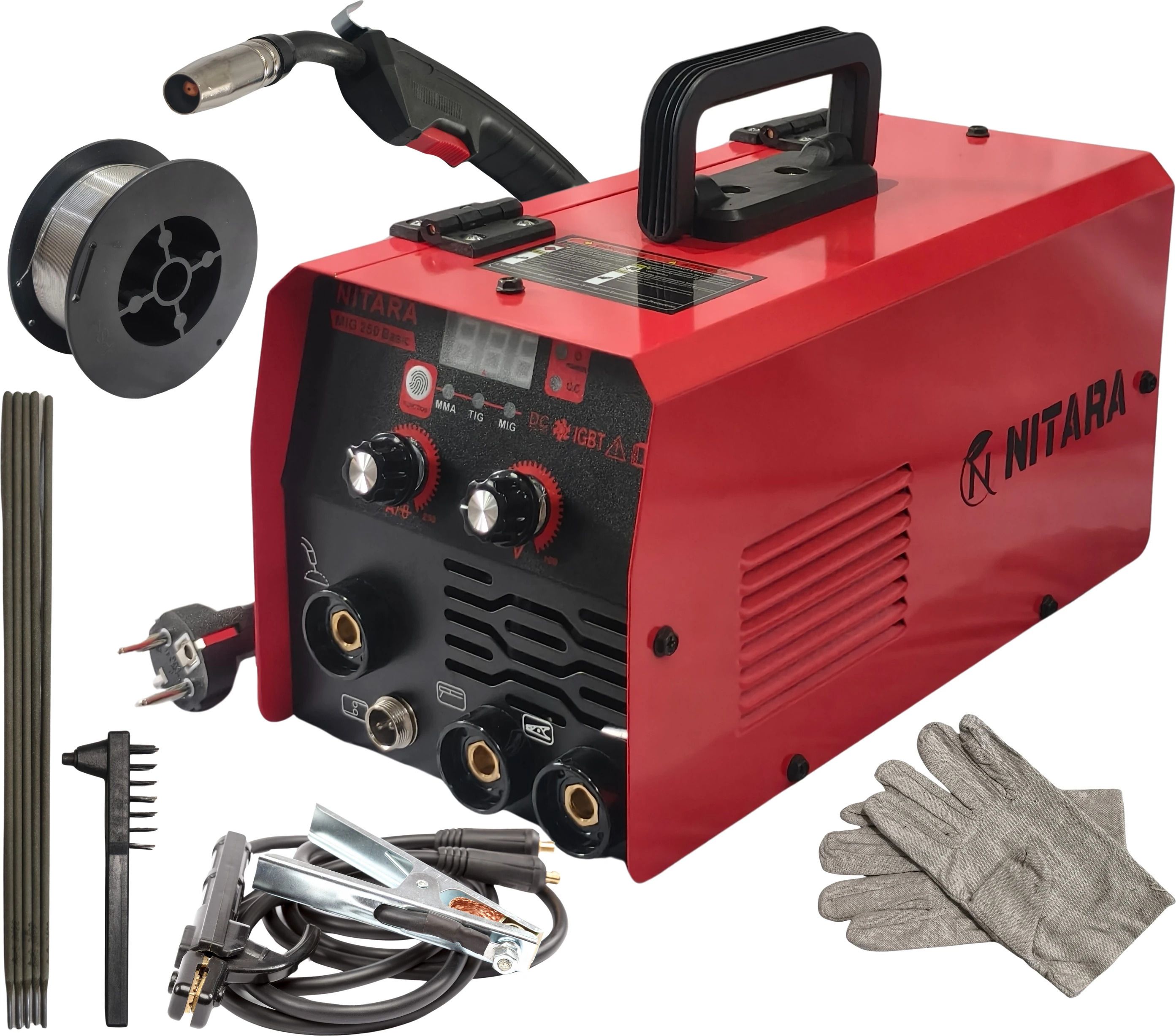 MIG/MMA250A GASLESS MIG WELDING MACHINE WITH FLUX CORE WIRE home and workshop Inverter Welding Machine-image-46