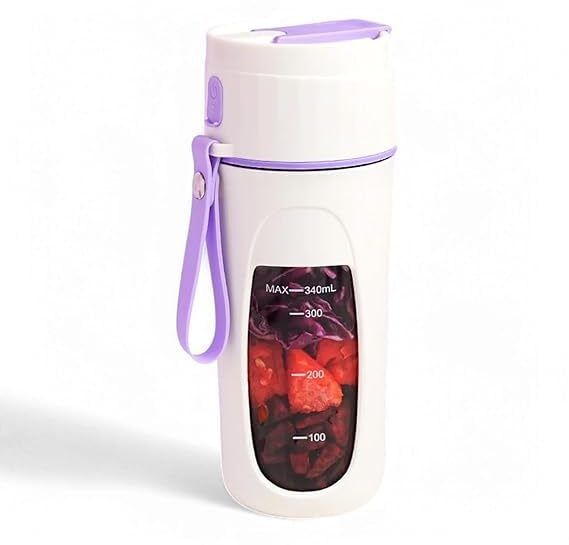 Portable Rechargeable Smoothie Blender – 340ml, 8 Blades Wet Grinder