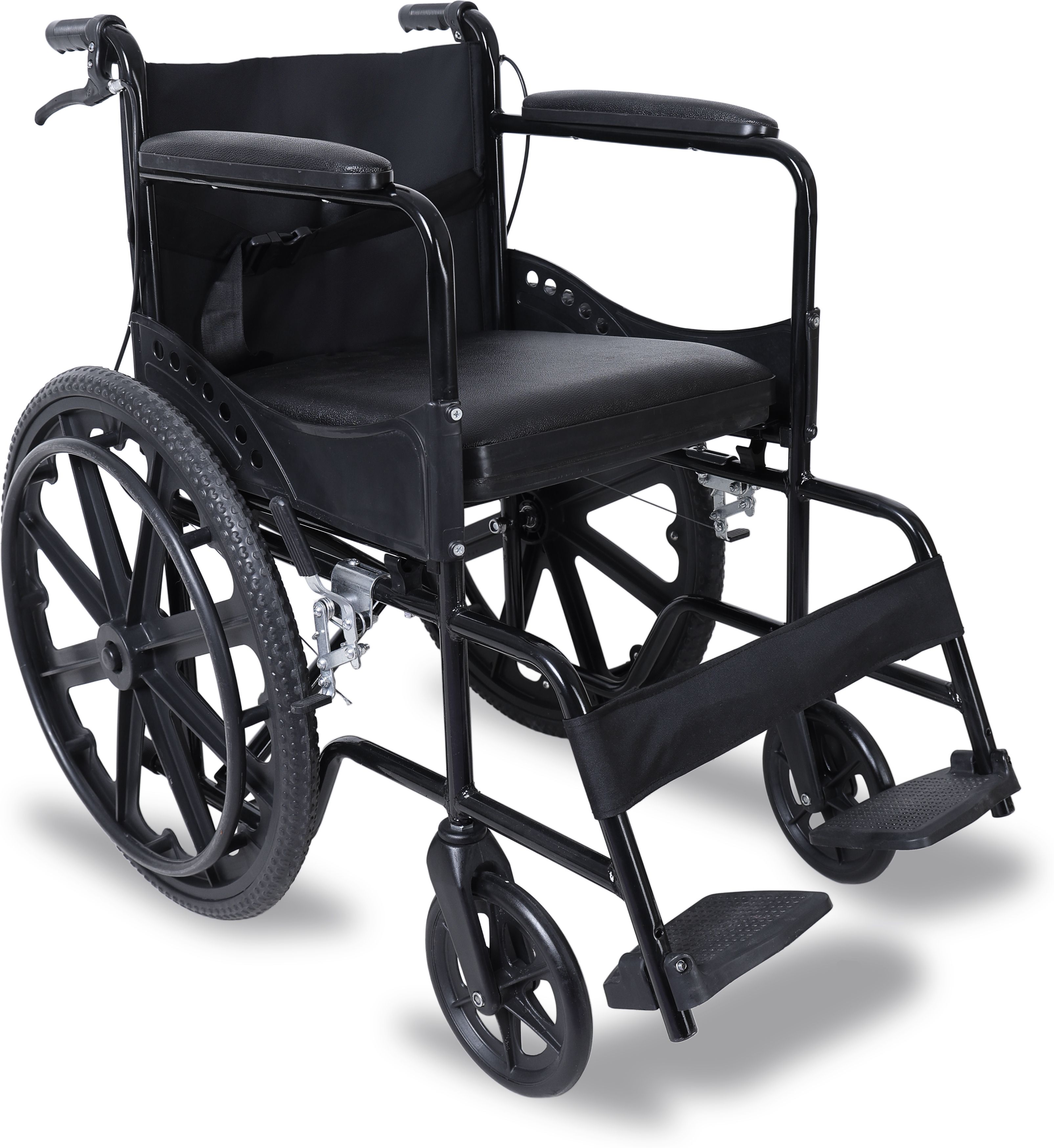 commode wheelchair with Self and Attendant Brakes with seat belt Manual Wheelchair-image-10