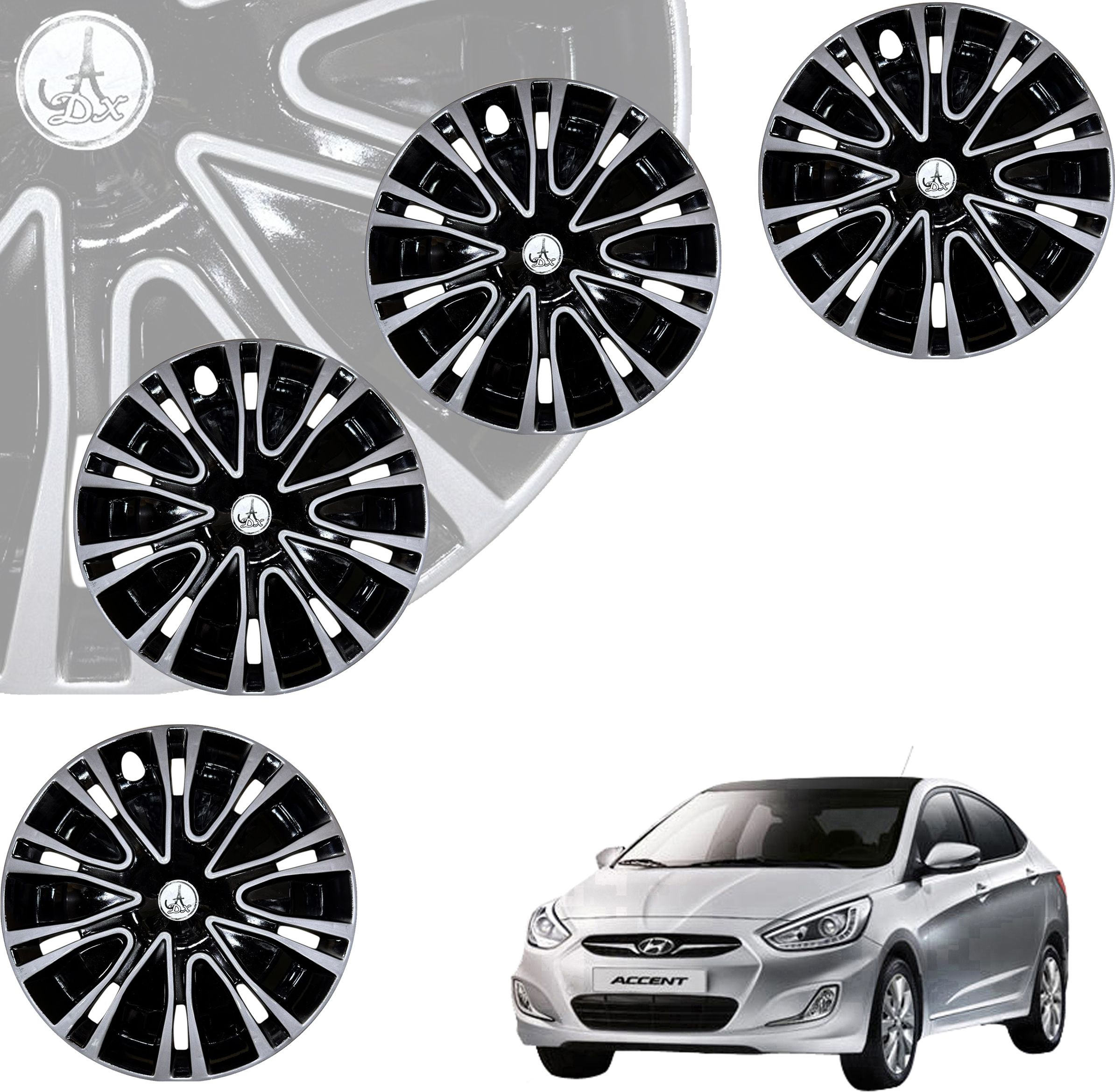 CAR WHEEL CAP/ WHEEL COVER "ROVER" DEGINE "SILVER_BLACK_COLOUR" 13 INCH Wheel Cover For Maruti, Hyundai, Mahindra, Tata Alto K10, A-Star, S-Presso Lxi, Accent, i10, Esteem, Zen Estilo, Indica, Eeco-image-23