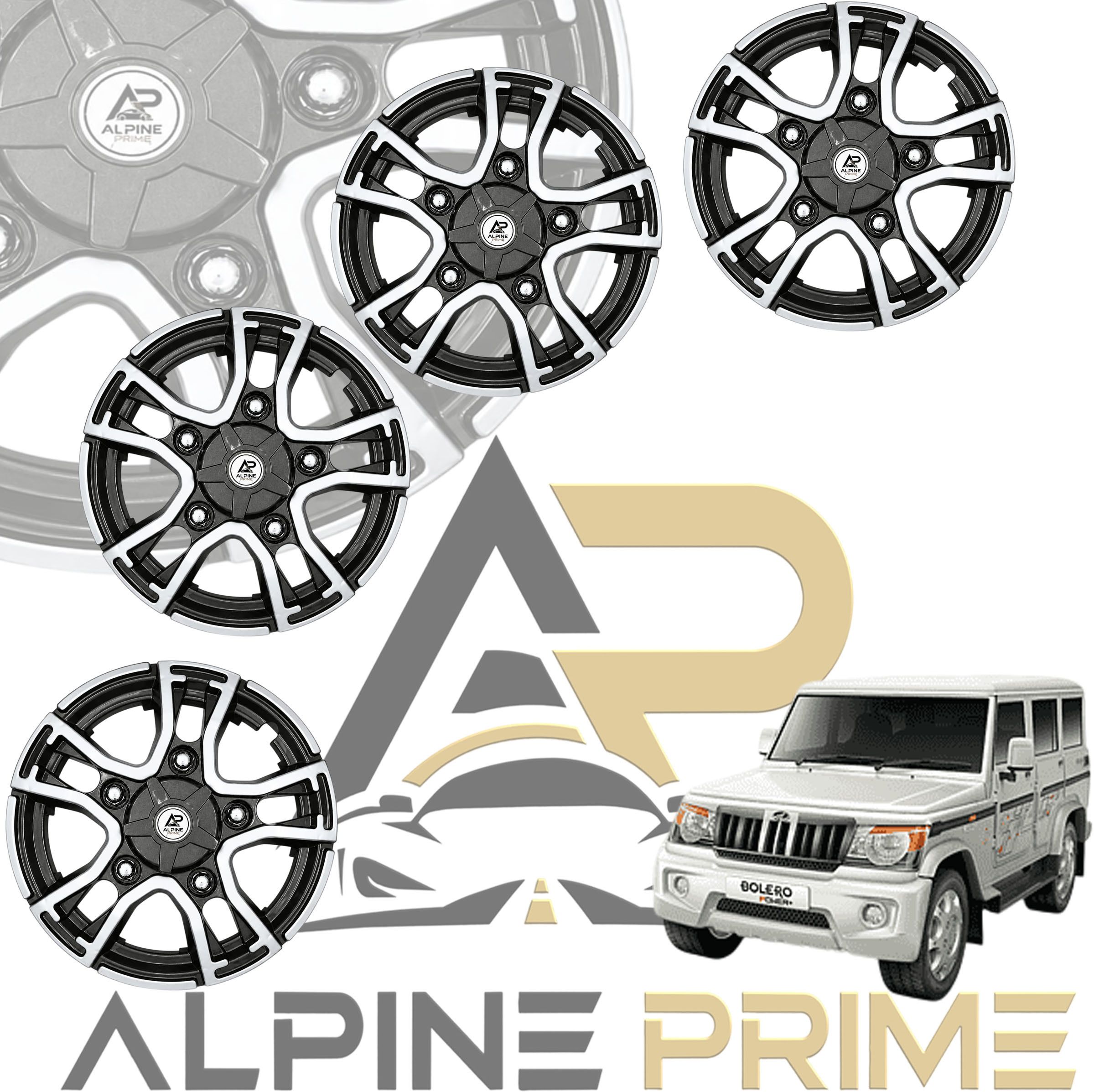 CAR WHEEL CAP/ WHEEL COVER "BOLERO CROSS " DEGINE "SILVER_BLACK_COLOUR" 15 INCH Wheel Cover For Mahindra Bolero-image-8