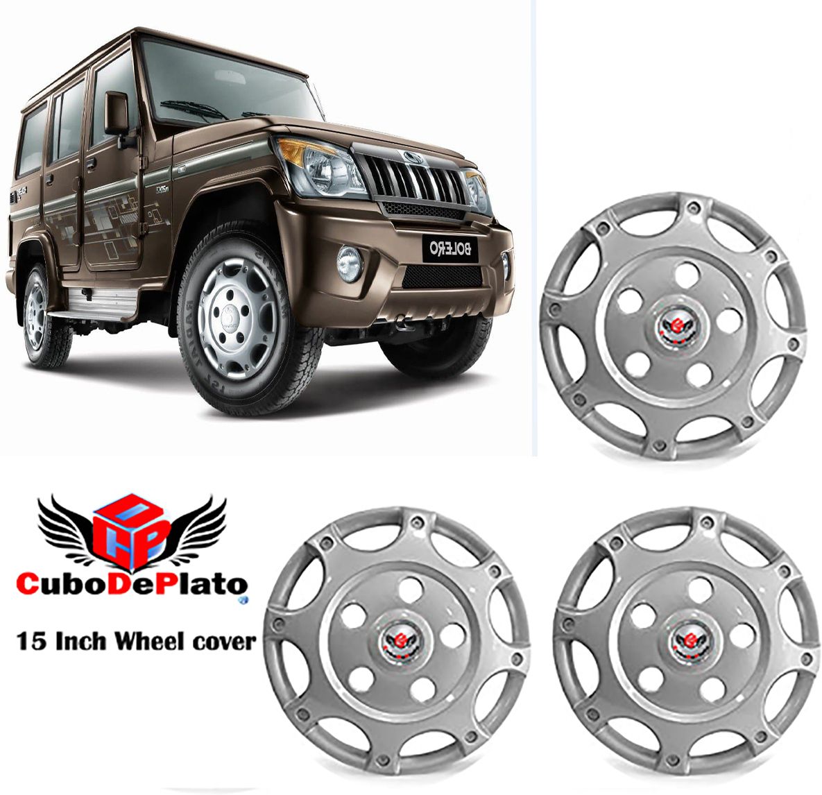 WcBolero_Original_Silver_15Inch Wheel Cover For Mahindra Bolero, Bolero ZLX, Bolero SLE, Bolero EX NON AC-image-30