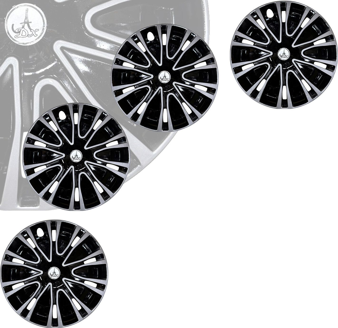 CAR WHEEL CAP/ WHEEL COVER ROVER DEGINE "SILVER_BLACK_COLOR" 14 INCH Wheel Cover For Maruti Swift Dzire, Swift, Figo, KUV 100, Xcent, Vista, Ritz, Amaze, Indigo, Micra, Celerio, Brio, Grand i10-image-5