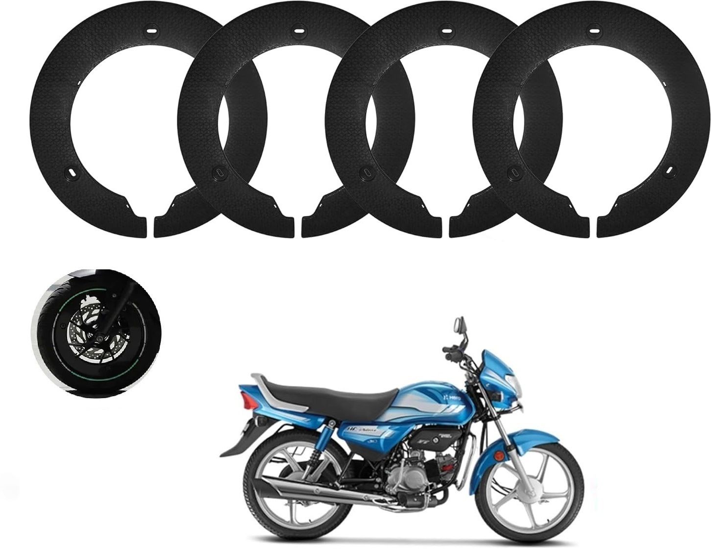 18 Inch Half Disc Pro Wheel cover Pack of 4 ( Black) For Hero HF Deluxe Wheel Cover For NA NA-image-31
