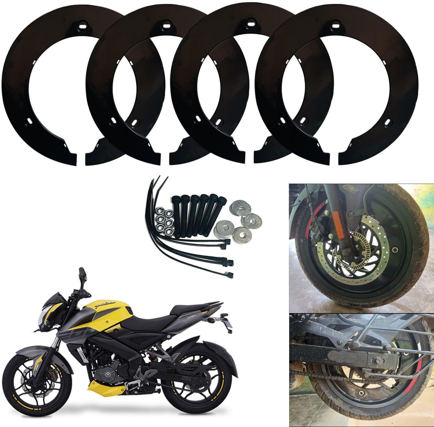 Bajaj NS 160 | 180 | 200 Bike Wheel Cover 17 Inch 4 pc ( Black) Wheel Cover For NA NA