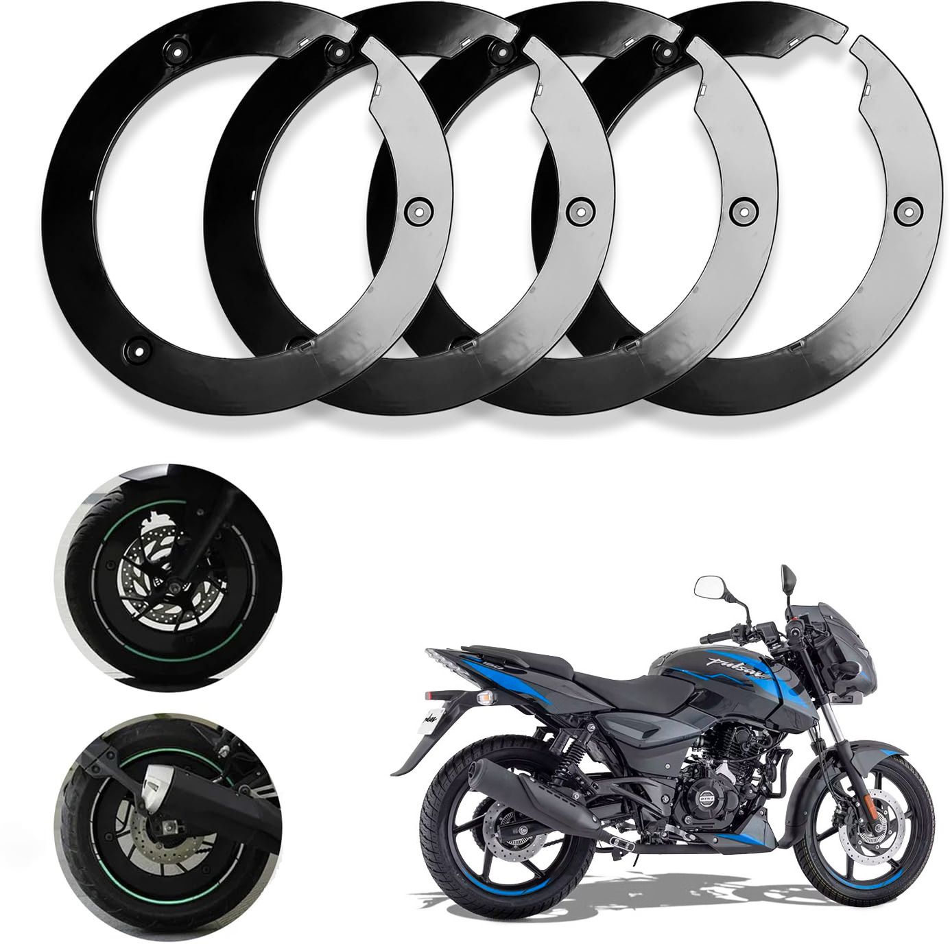 Bike Wheel Cover 17 Inch For Bajaj Pulsar 150 Black Pack of 4 Pc Wheel Cover For NA NA
