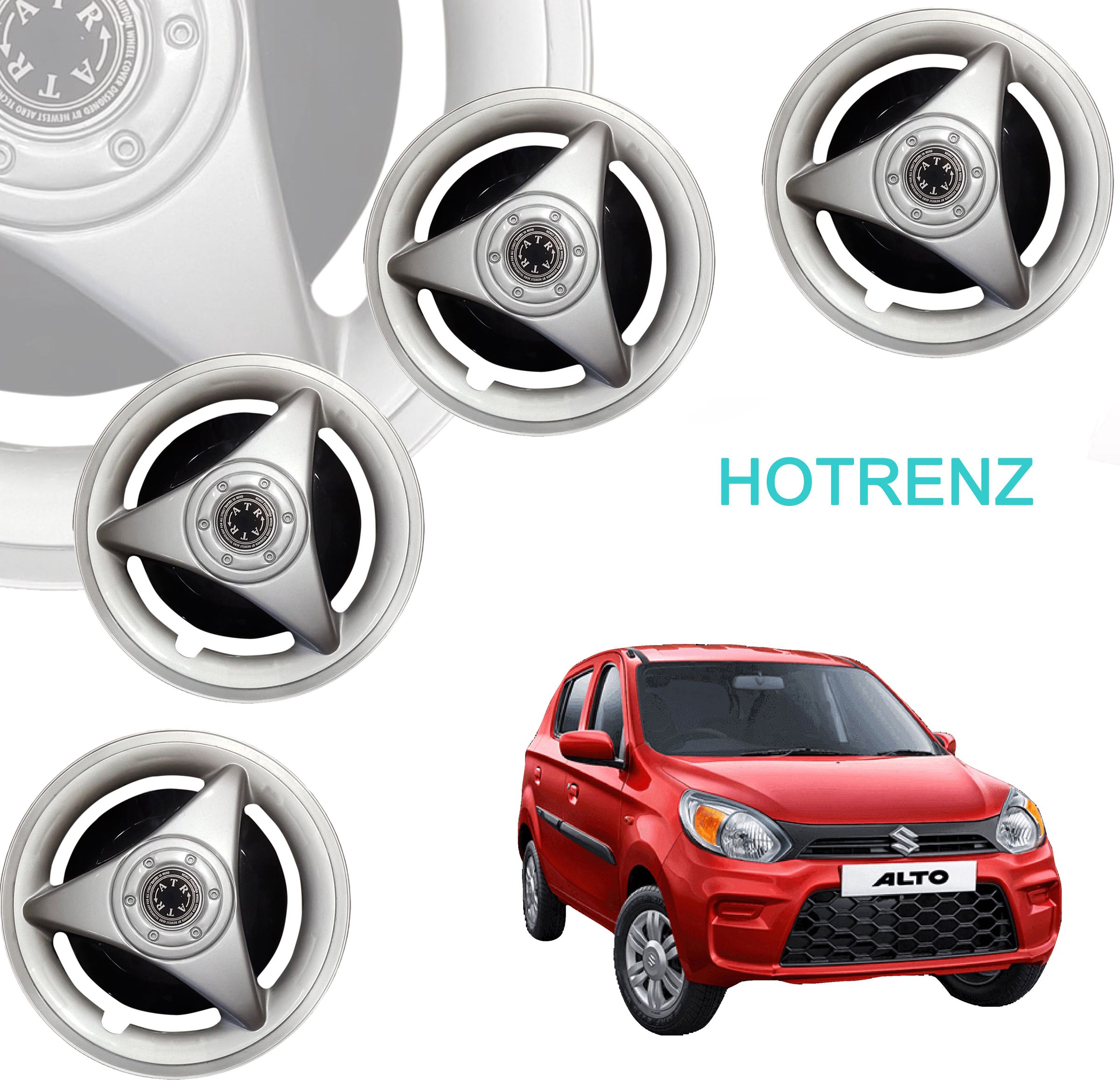 CAR WHEEL CAP/ WHEEL COVER ATR DEGINE "SILVER_BLACK_COLOUR" 12 INCH Wheel Cover For Maruti Alto-image-39