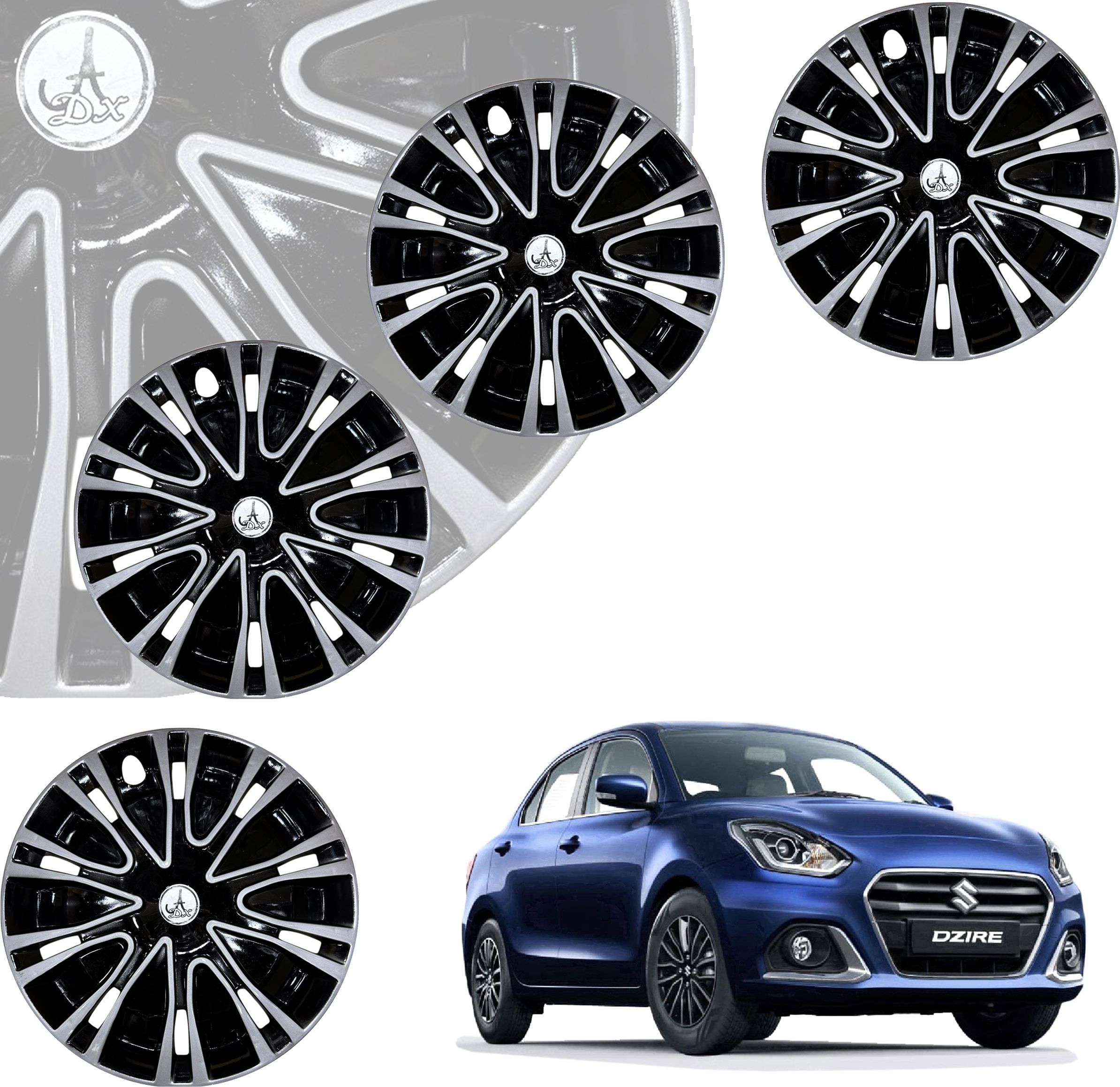 CAR WHEEL CAP/WHEEL COVER ROVER DEGINE "SILVER_BLACK" 14 INCH Wheel Cover For Maruti Swift Dzire, Amaze, Swift, Micra, Ritz, Figo, Xcent, Indigo, Celerio, Grand i10, KUV 100, Vista