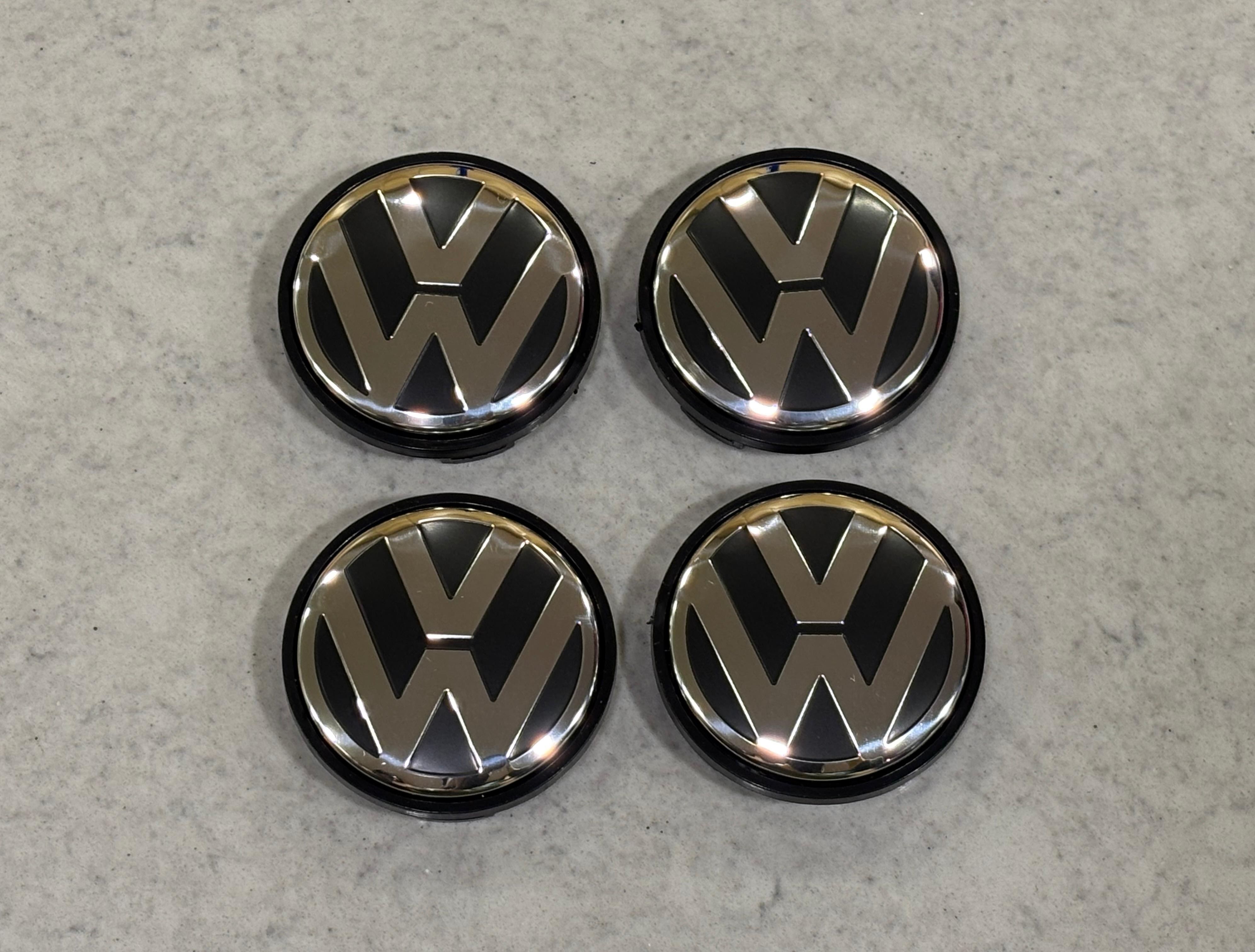 OGL Wheel Cap Hub Polo 2009Vento2010 Ameo 2016Black with Chrome Set of 4Pcs 56MM Wheel Cover For Volkswagen Polo, Polo GT, Vento-image-1