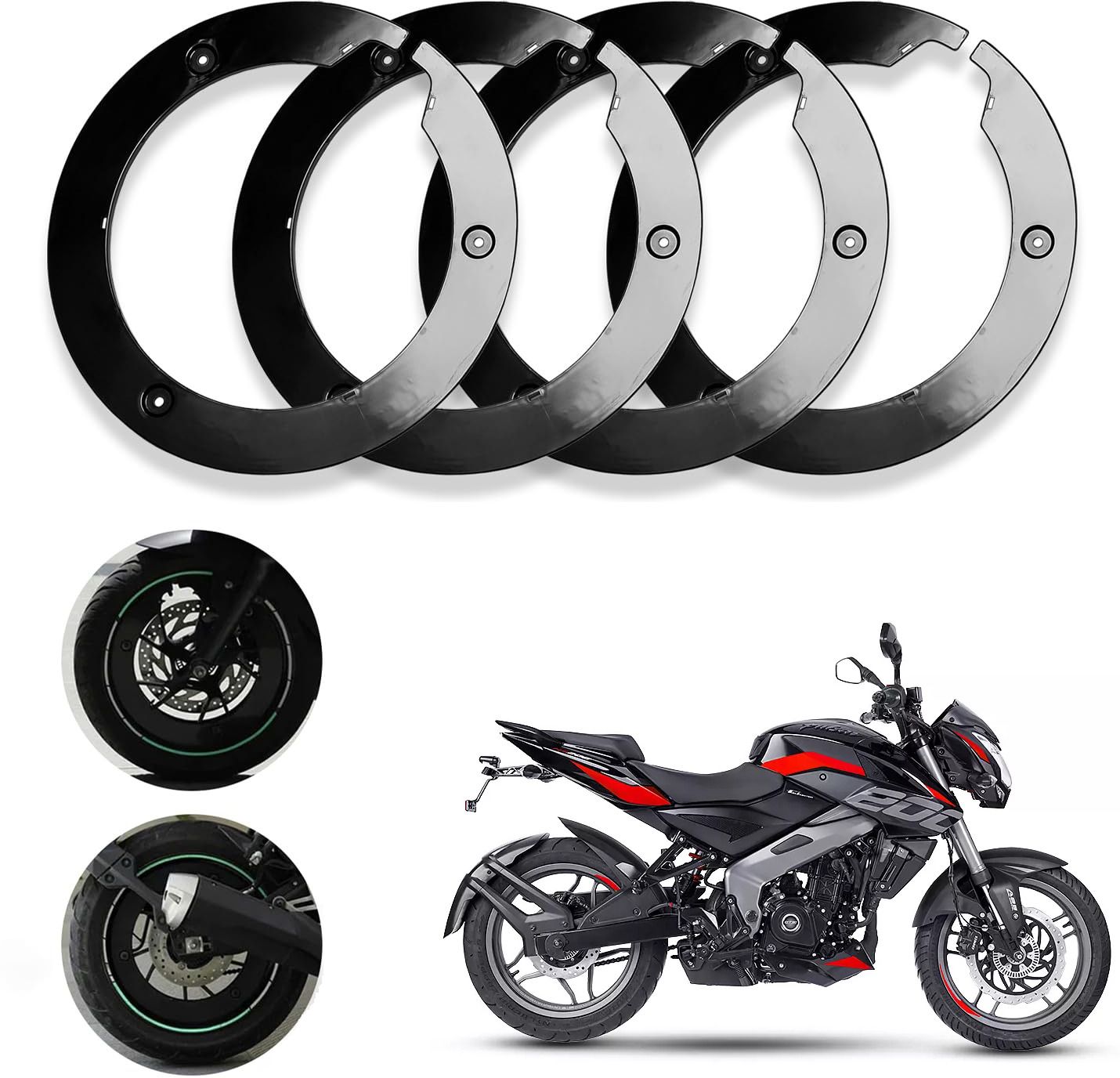 Bike Wheel Cover 17 Inch For Bajaj Ns 200 Black Pack of 4 Pc Wheel Cover For NA NA
