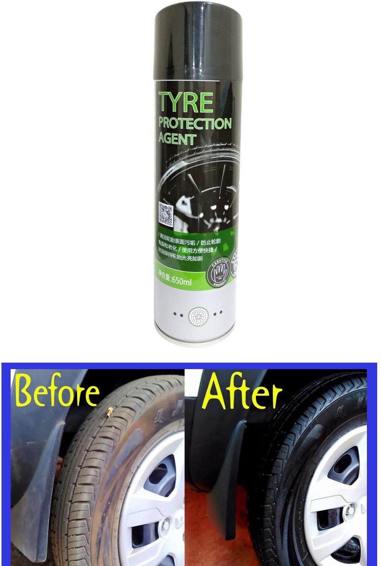 aksmit Tyre Protection Agent and Shiner 650 ml Wheel Tire Cleaner-picture-26