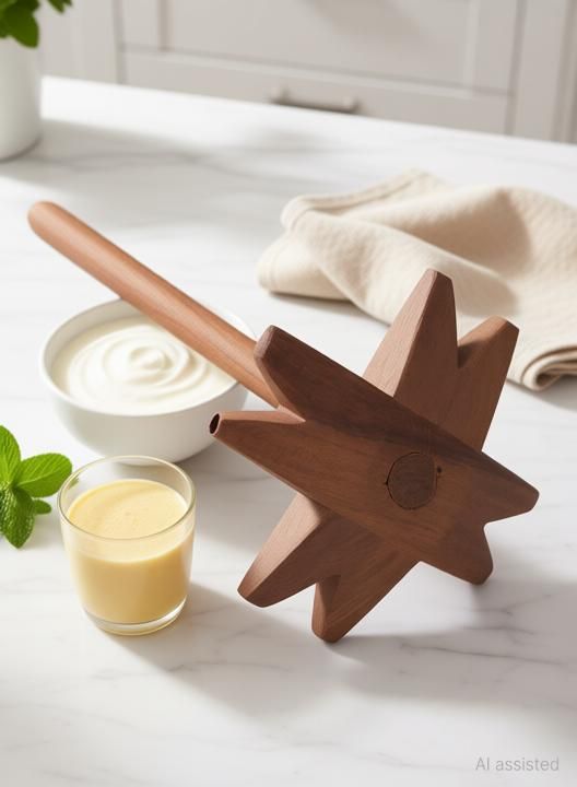 Handmade Teak Wood DAL GHOTNI/MATHANI/RAVAAI CHURNER/LASSI Maker/Whisk Beater/SAG GHOTNI/DAL GHOTNI for Kitchen, Wooden Whisk Wood Cage Whisk-image-22