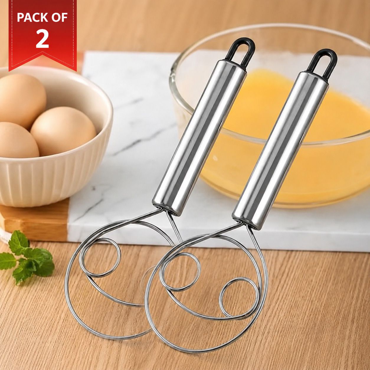 vritti Stainless Steel Spiral Dough Whisk Manual Flour Mixer for Baking Kitchen Tool Stainless Steel Coil Whisk-picture-17