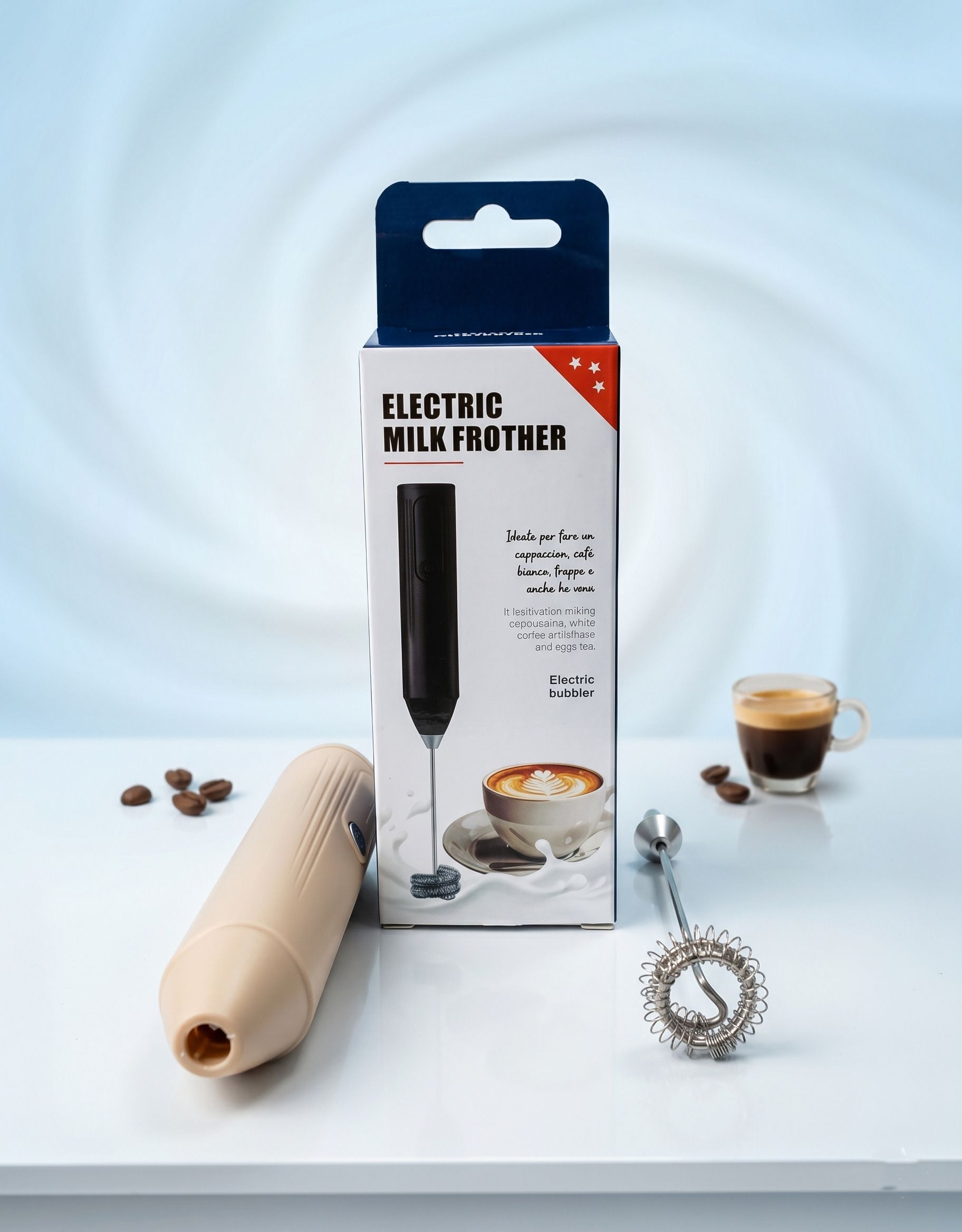 Electric Milk Frother Stainless Steel Coffee Foam Maker Handheld Mini Whisk 8 Cups Coffee Maker-image-18